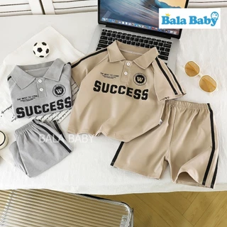 ชุดลำลองเด็ก เสื้อผ้าเด็กเซ็ต2ชิ้น ลุคสปอร์ต เสื้อคอปกแขนสั้น+กางเกงขาสั้น ชุดไปโรงเรียนอนุบาล Size80-120cm DXT102