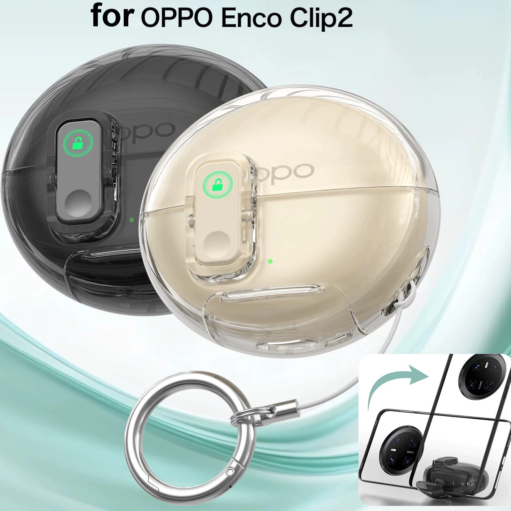 for OPPO Enco Clip2 earphone case Air5 Pro anti-drop Air4 Pro lock switch Earbuds cover X3 mobile phone holder earphone case Free4 transparent case