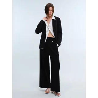 [Pomelo] กางเกงขากว้างแต่งโลโก้ / Logo Wide Leg Trousers