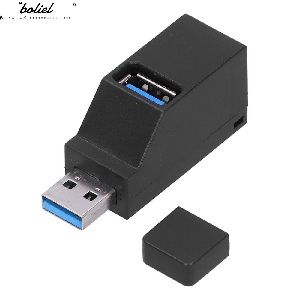 BOLIEL 1PCS USB Splitter, ปลั๊กสีดําและเล่น USB 3.0 Hub, แบบพกพา 3 พอร์ตพร้อม Lanyard ความเร็วสูง Ex
