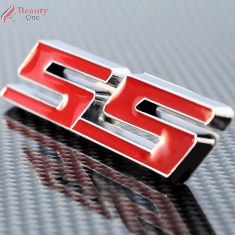 สําหรับ Chevrolet SS Grill Emblem 9x 2.8x 0.6 ซม.รถ 3D โลหะสีแดงป้ายด้านหน้า
