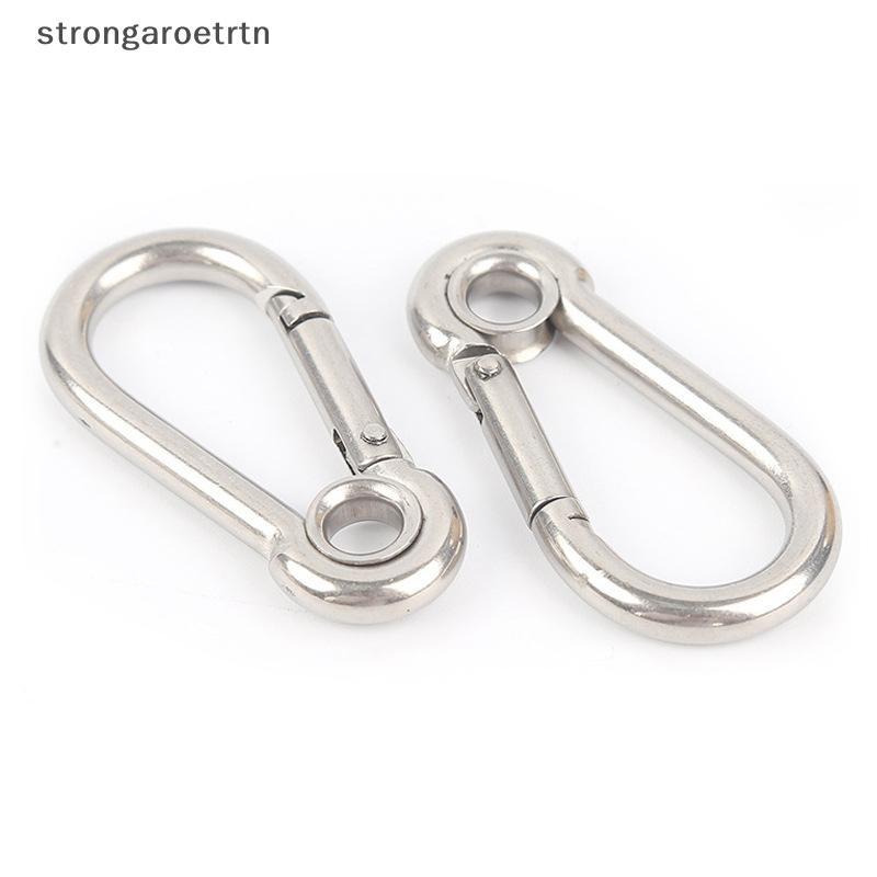 Strongaroetrtn M4 M5 M6 M7 M8 สแตนเลส Carabiner Carbine Snap Hook พร้อมตาไก่สปริง Bule Key Ring TH