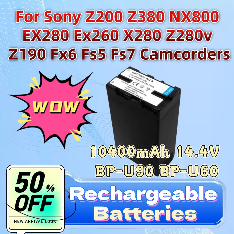 ในสต็อกแบตเตอรี่ใหม่ 10400mAh 14.4V BP-U90 BP-U60 สําหรับ Sony Z200 Z380 NX800 EX280 Ex260 X280 Z280