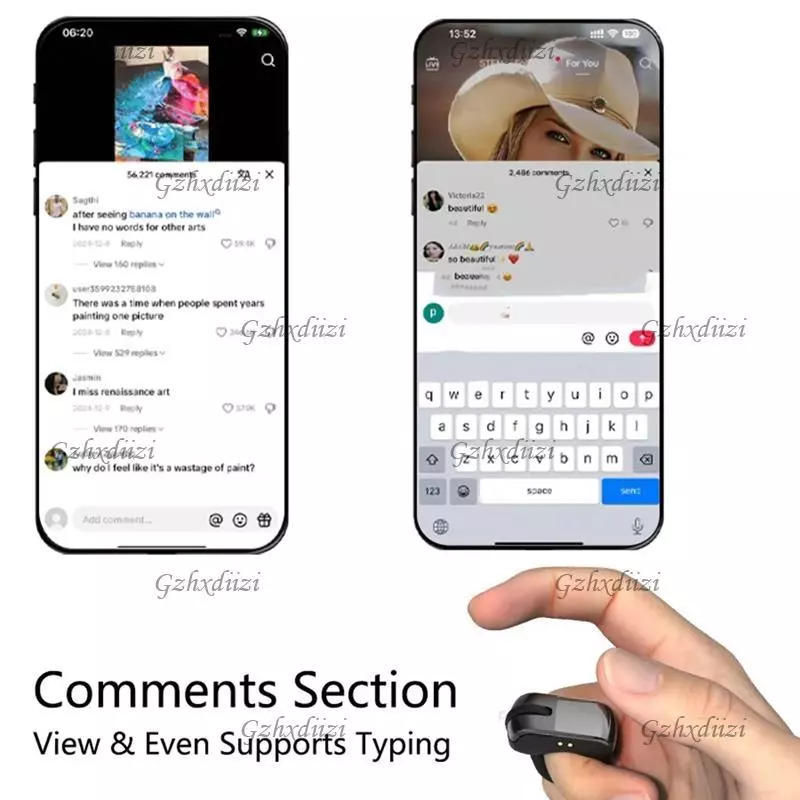 Gzhxdiizi เมาส์แหวนบลูทูธ Dual Mode พร้อมทัชแพดสำหรับโทรศัพท์ แท็บเล็ต พีซี thumbnail 4