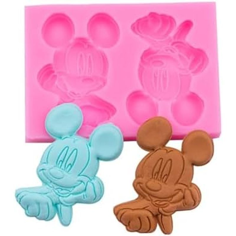 2 Cavity Mouse Mice Head Silicone Molds for DIY Fondant Candy Making Chocolate Mold Desserts Ice Cub