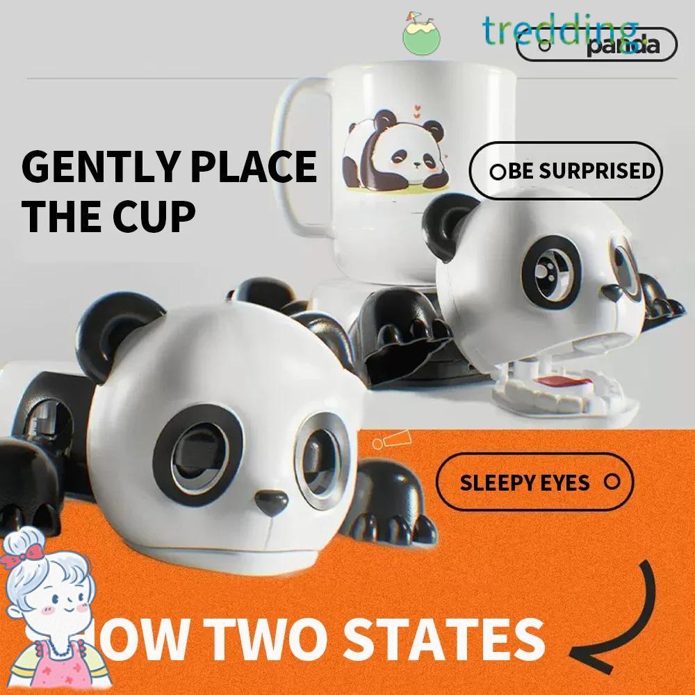 TREDDING491 Frightened Stared Panda Coaster,ตกแต่งโต๊ะแบบพกพา Panda Coaster, Pressing Eye Gazing 2in1 Multi-function ที่วางโทรศัพท์