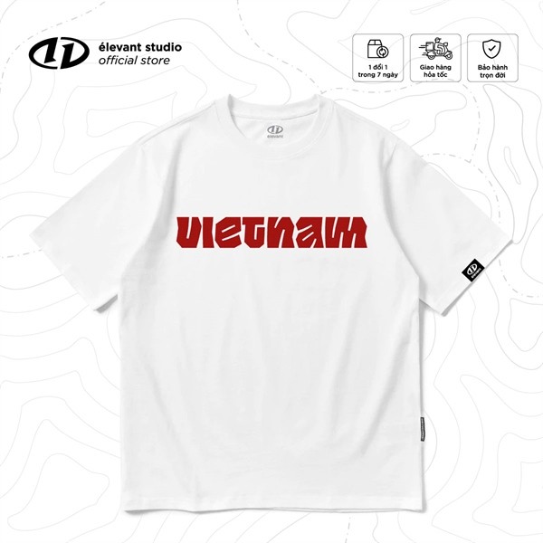 Typo "VIETNAM" élevant T-Shirt VIETNAM ผ้าคอตตอน 100%