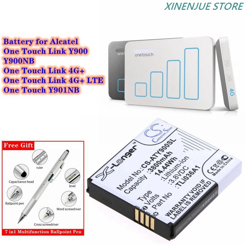 Hotspot 3.8V/3800mAh แบตเตอรี่ TLi036A1 สําหรับ Alcatel One Touch Link 4G+,4G+ LTE,Y900,Y900NB