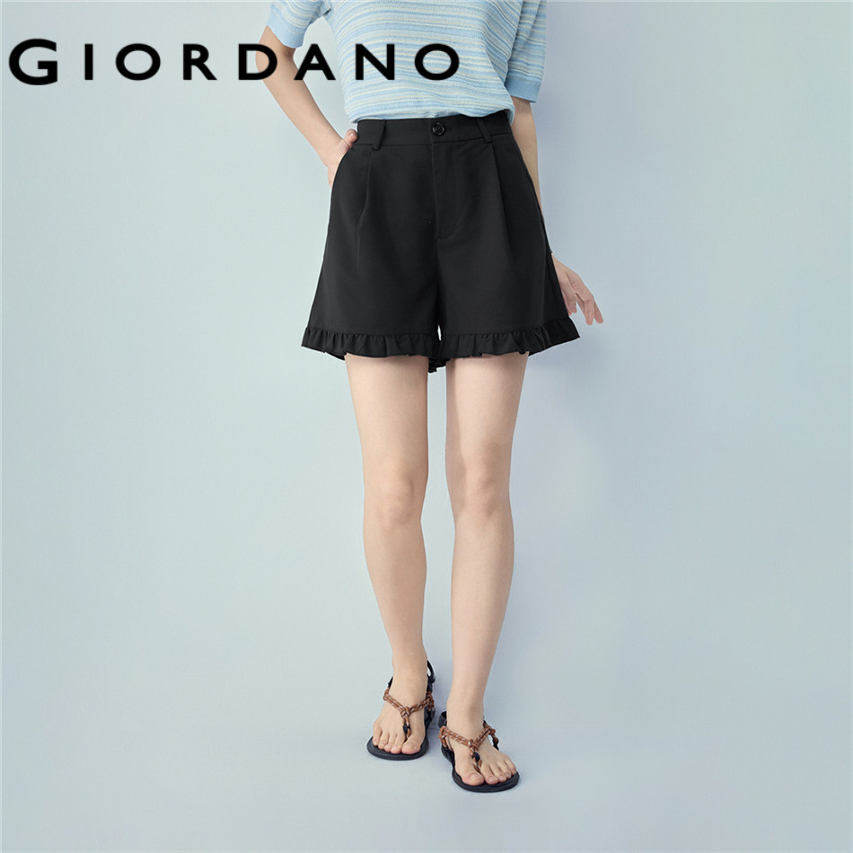 GIORDANO WOMEN Ruffle edge high waist shorts 05406306