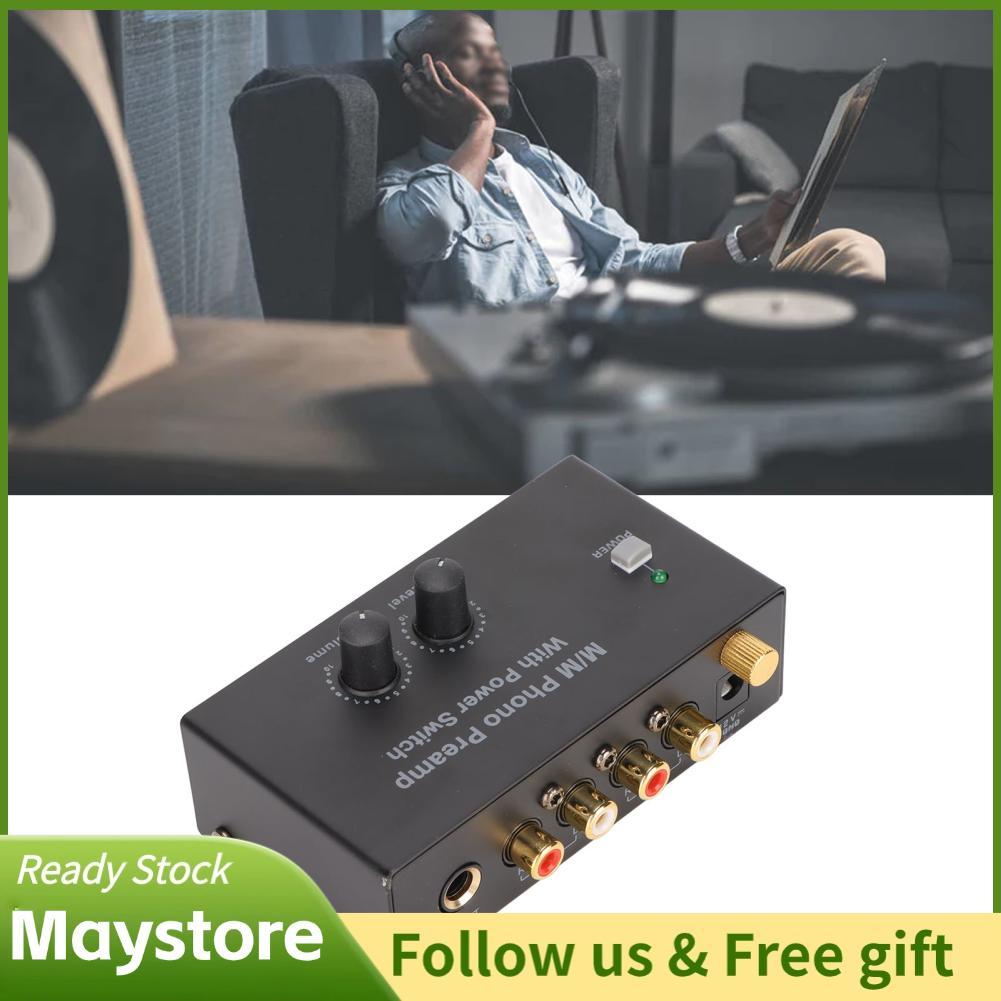 Maystoree Phono Preamp สเตอริโอมินิ Phono Preamp อิเล็กทรอนิกส์ EU ปลั๊ก 100-240V พร้อมอะแดปเตอร์ DC