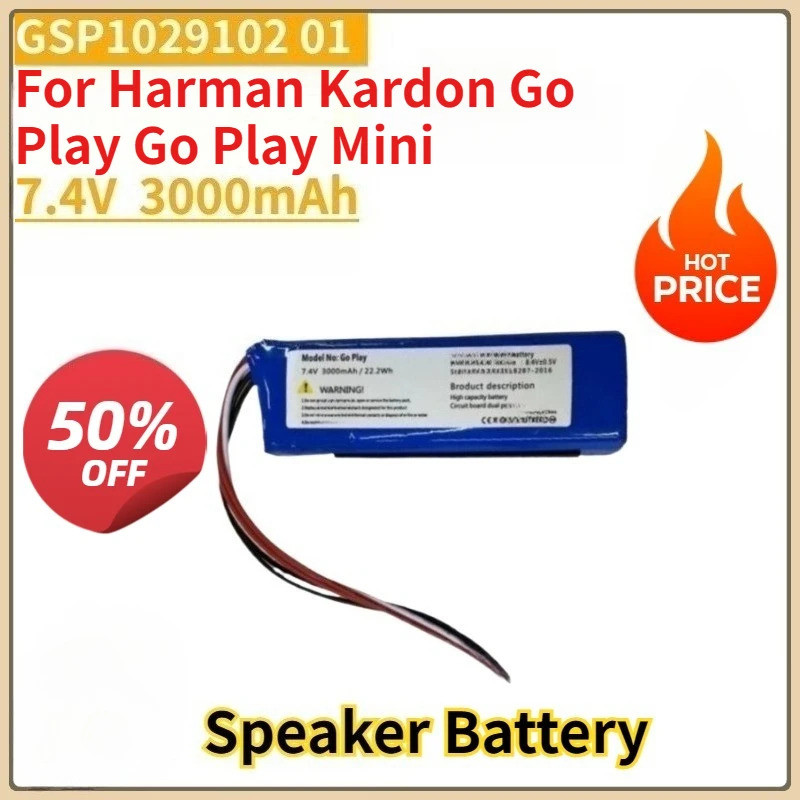 ใหม่เปลี่ยนแบตเตอรี่แบบชาร์จไฟได้ 7.4V 3000mAh GSP1029102 01 สําหรับ Harman Kardon Go Play Go Play M