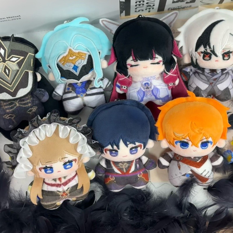 Genshin Impact 10 ซม.Nui Nui Cotton Doll Plush 10 ซม.พวงกุญแจ Il Capitano Columbina Arlecchino Scara