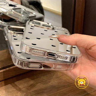 การ์ตูนหมีกระจกเคสโทรศัพท์สําหรับVivo V70 ELite FE V60 Lite V60E V23 Y500 Y500i Y500S Y400 Y31D Y21D Y05 Y11D Y51 Y50 T4X T4 Proปลอกหัวใจน่ารัก