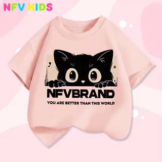 【พร้อมส่ง&COD】NFV KIDS เสื้อยืดแขนสั้นเด็ก💜ระบายอากาศ ลายพิมพ์แมวน่ารัก ใส่ได้ทั้งเด็กชายและเด็กหญิง YG438