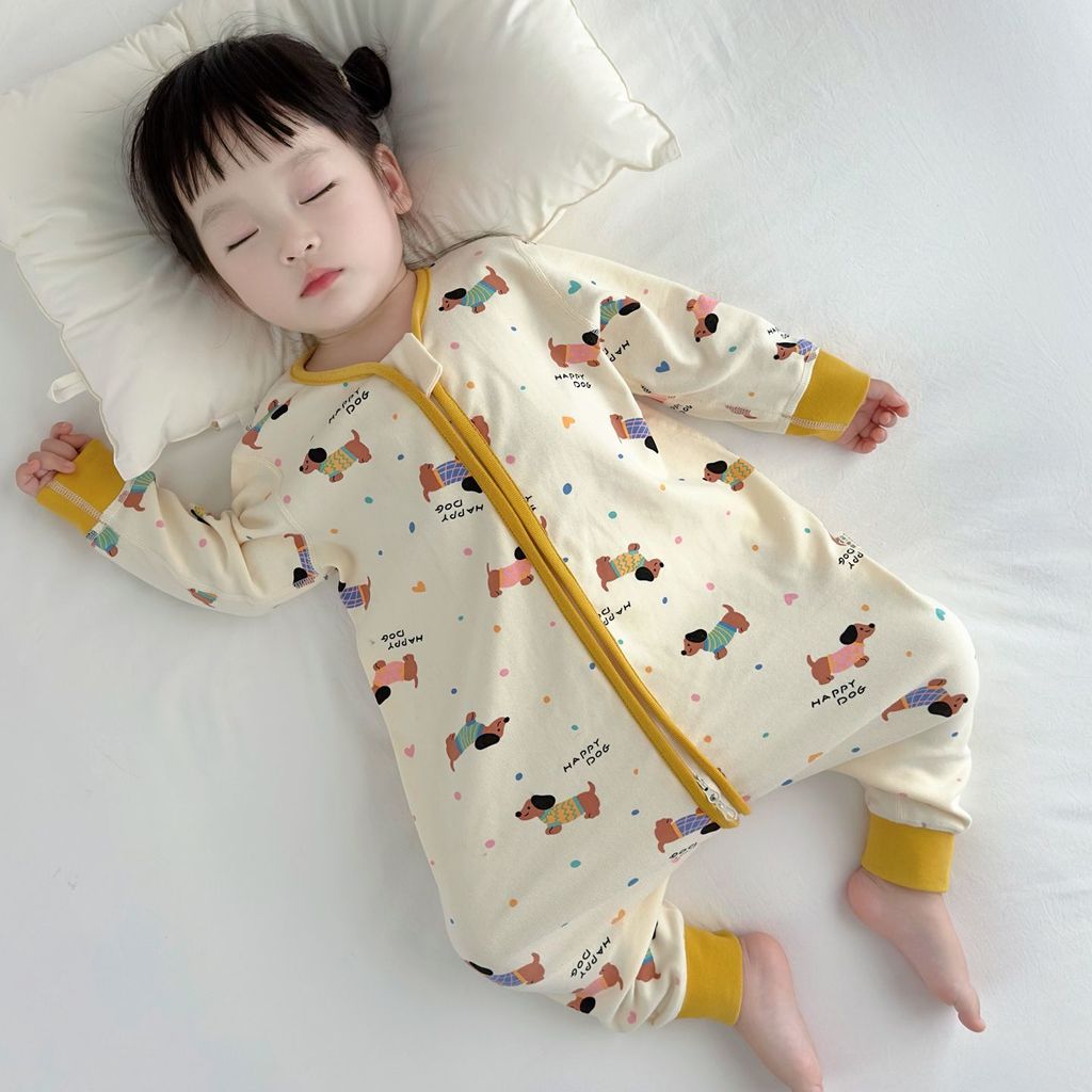 ถุงนอนเด็ก One Piece Homewear ชุดนอนเด็กแขนยาวชิ้นเดียวฤดูใบไม้ผลิฤดูใบไม้ร่วงสไตล์ซิปเด็กเยอรมัน Vel