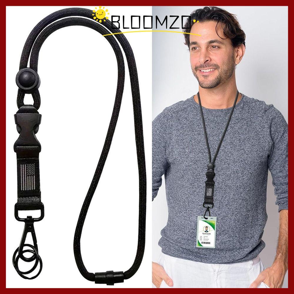 จัดส่งจากประเทศไทยBLOOMZO ID Rope, สีดํา Heavy Duty Badge Lanyard, สร้อยคอปรับสายคล้องคอผู้หญิงผู้ชาย