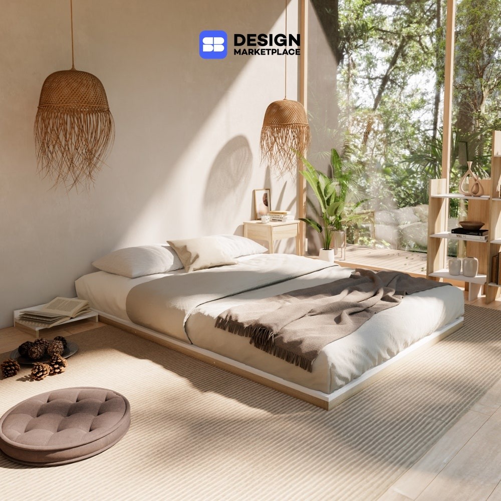 SB Design Square เตียงนอน 5-6 ฟุต KC-PLAY รุ่น SLEEPI สีขาว-ลินเบิร์ก (220x203x10 ซม. *ความกว้างรวมข้างเตียง) แบรนด์ KON