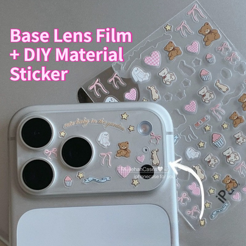 1-5 ชิ้นกล้องเลนส์สําหรับ iPhone 17 Pro Max 17Pro Clear กลับเลนส์ฟิล์มหวานกระต่ายหมี DIY วัสดุสติกเกอร์อุปกรณ์เสริมมือถือ DIY เคสโทรศัพท์ส่วนบุคคลตกแต่ง
