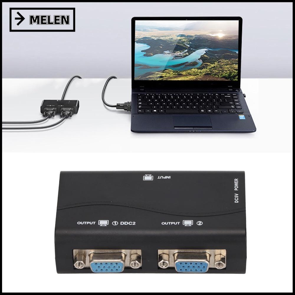 MELEN VGA Splitter, USB Powered 1 in 2 Out Video Splitter, HD Video Splitter 1920x1440 1080P 250MHz 