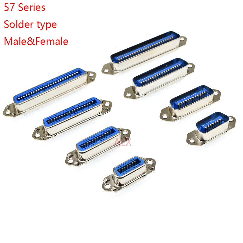 1PCS ชายหญิง Contronics Connector 57 Series 14/24/36/50Pin 90 องศา Soler ประเภทลวดเครื่องพิมพ์ซ็อกเก็ต