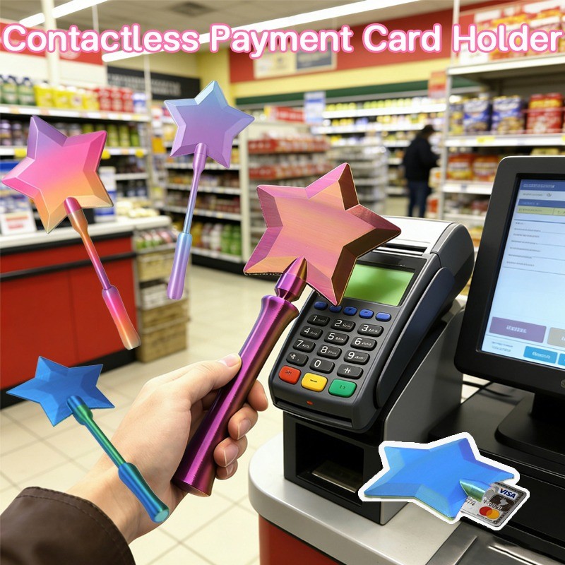 Contactless Payment Card Holder ผู้ถือบัตรเครดิต Star Magic Wand ของขวัญแบบพกพาพิมพ์ไม้กายสิทธิ์การชําระเงินบัตรเครดิต