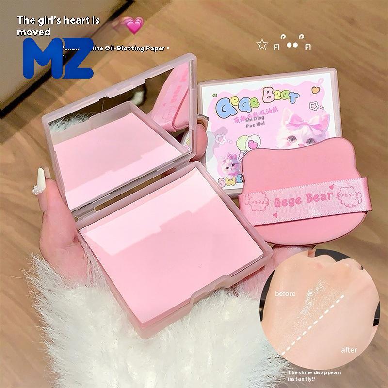 [MZ] กระดาษซับน้ํามัน 100 แผ่นพร้อมเคสและพัฟแต่งหน้าแผ่นดูดซับน้ํามันถ่านไม้ไผ่หน้าแผ่นซับน้ํามันสําหรับแต่งหน้า