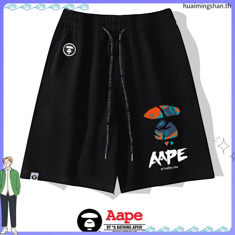 Aape กางเกงลําลอง unisex ผ้าฝ้ายแท้พิมพ์ลายแฟชั่น