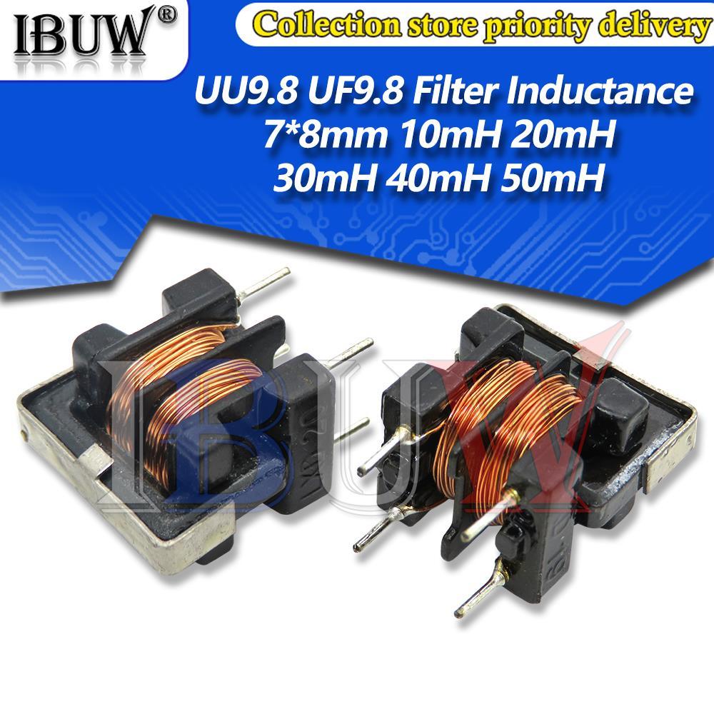 5PCS UU9.8 UF9.8 โหมดทั่วไป Choke Inductor 10mH 20mH 30mH 40mH 50mH สําหรับกรองเหนี่ยวนํา Pitch 7*8 
