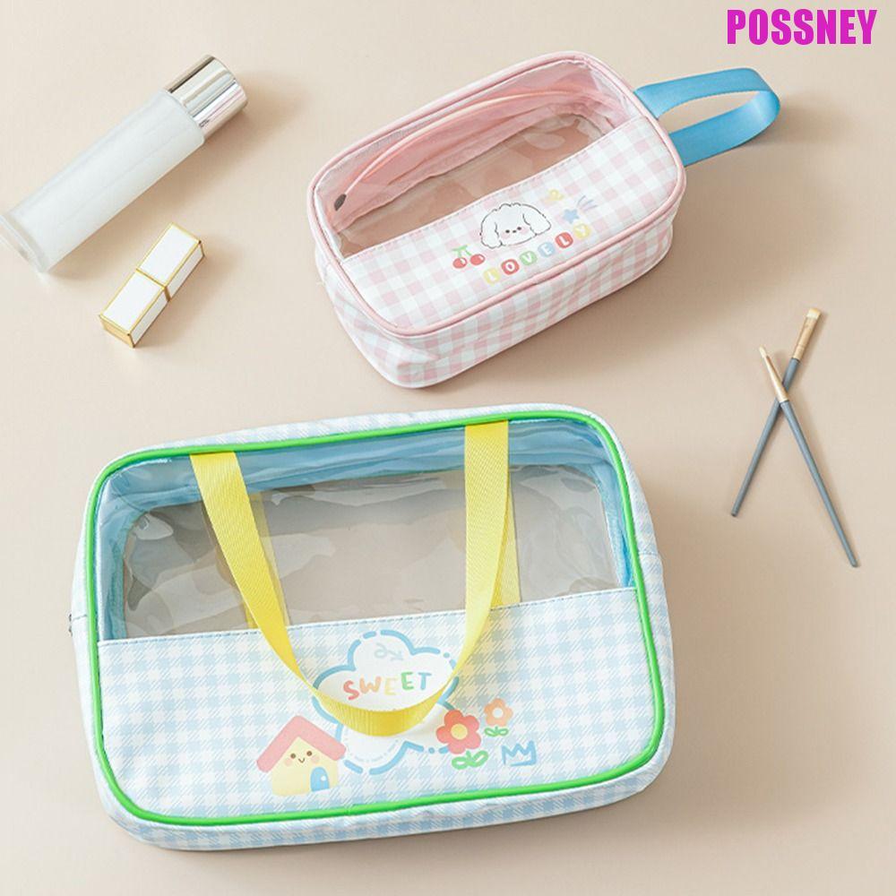POSSNEY กระเป๋าเก็บว่ายน้ํา,การ์ตูนแห้งเปียกแยก PU โปร่งใสล้างกระเป๋า,แบบพกพาขนาดใหญ่ความจุซิปกันน้ํากระเป๋าถือชายหาดปิคนิค