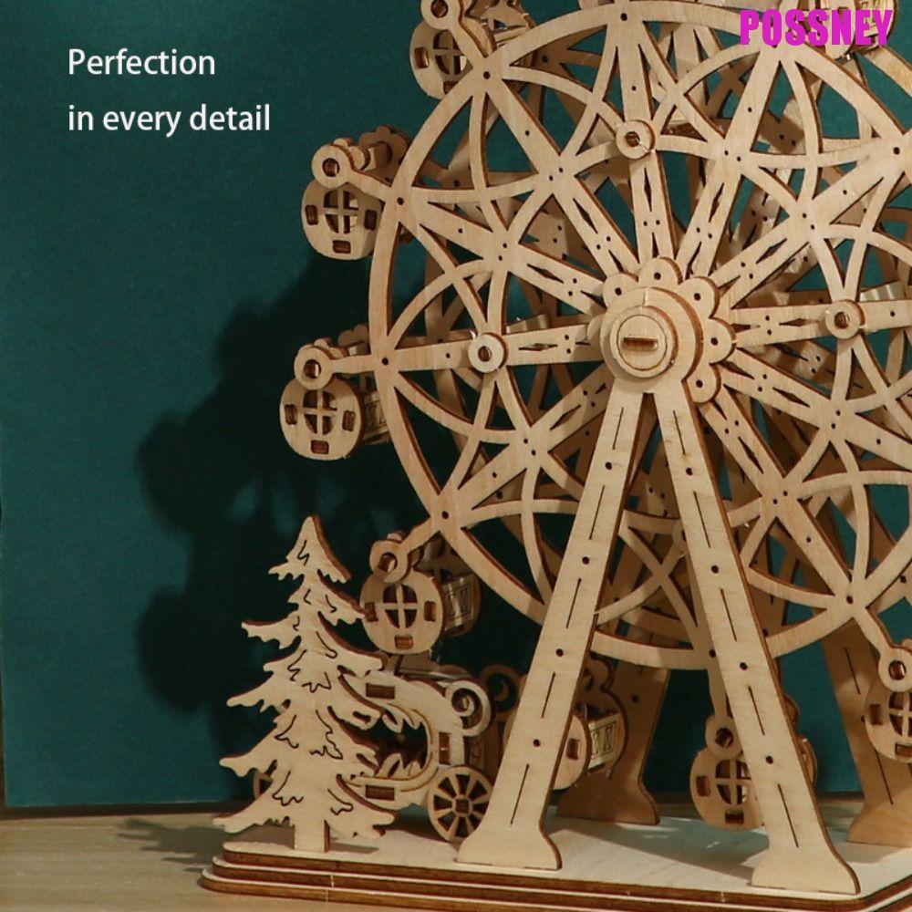 POSSNEY 3D Rotatable Ferris Wheel Assembly Toy, Rotatable Ferris Wheel Wooden Rotatable Ferris Wheel