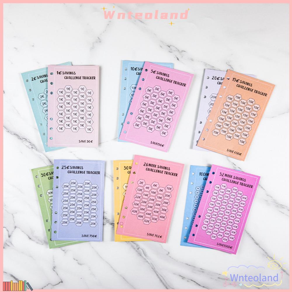 WNTEOLAND การ์ดประหยัดค่าใช้จ่าย 48 ชิ้น, 30 วันประหยัด A6 100 ซองซองเงินสด, ใช้งานได้จริงง่ายต่อการ