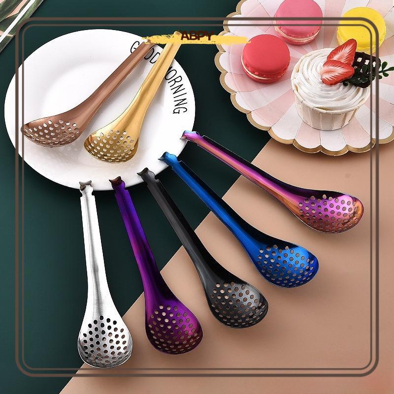 ABPY 410 ช้อนครัวสแตนเลสหลุม Cuisine Caviar Builder Roe ซอสช้อนกรองทนทานครัวทําอาหาร Gadgets ABPY