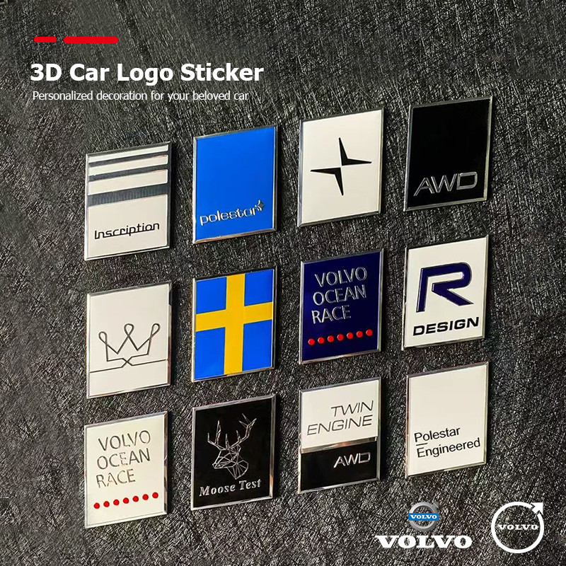 1pcs 3D สังกะสีโลโก้รถสติกเกอร์ตกแต่ง Decals อุปกรณ์เสริมสําหรับ Volvo ES90 EC40 EX40 EM90 XC90 V90 