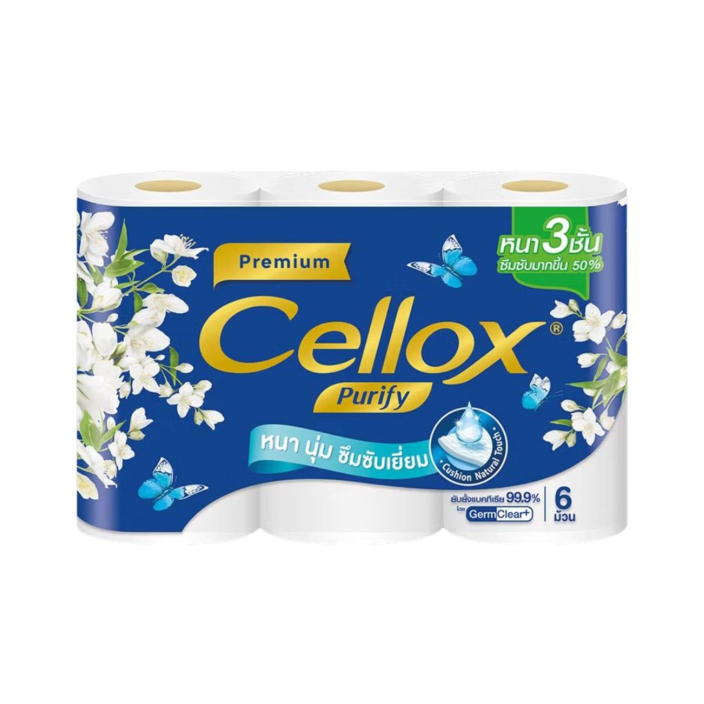 เซลล็อกซ์ เพียวริฟายพรีเมียมกระดาษชำระ3X Cellox Premium Soft 6Pcs.