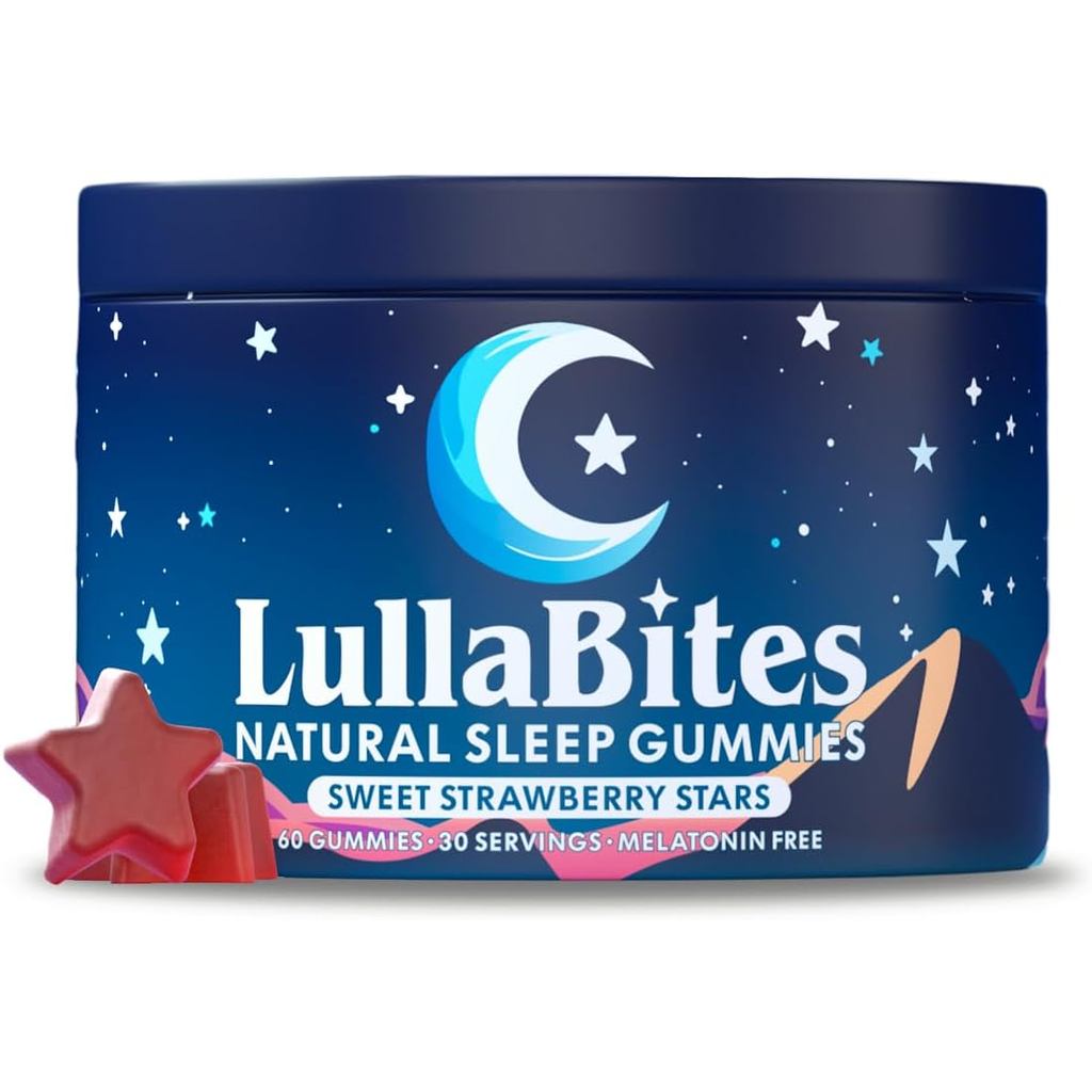 LullaBites-Gummy-Made in USA-No ส่วนผสม 5 ชนิด-ไม่มีราก Valerian-Vegan-ฮาลาล-ไม่มีน้ําตาลกลูเตน-รสสต