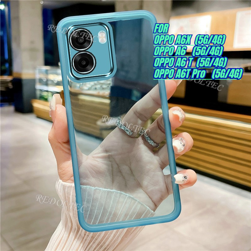 OPPO A6X A6 A6T Pro A6T 5G 4G ใหม่สีบริสุทธิ์บางปลอกใส OPPO A6T A6X กันกระแทกฝาครอบโทรศัพท์ใสนุ่มพร้อมตัวป้องกันกล้องเลนส์เต็ม