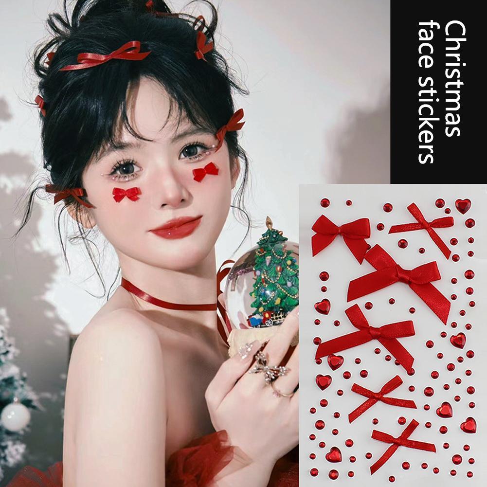 3d Shiny Diamonds Snowflake Face แต่งหน้าสติ๊กเกอร์ตกแต่ง-diy Body Art ตกแต่ง-ribbon Bow O5l0