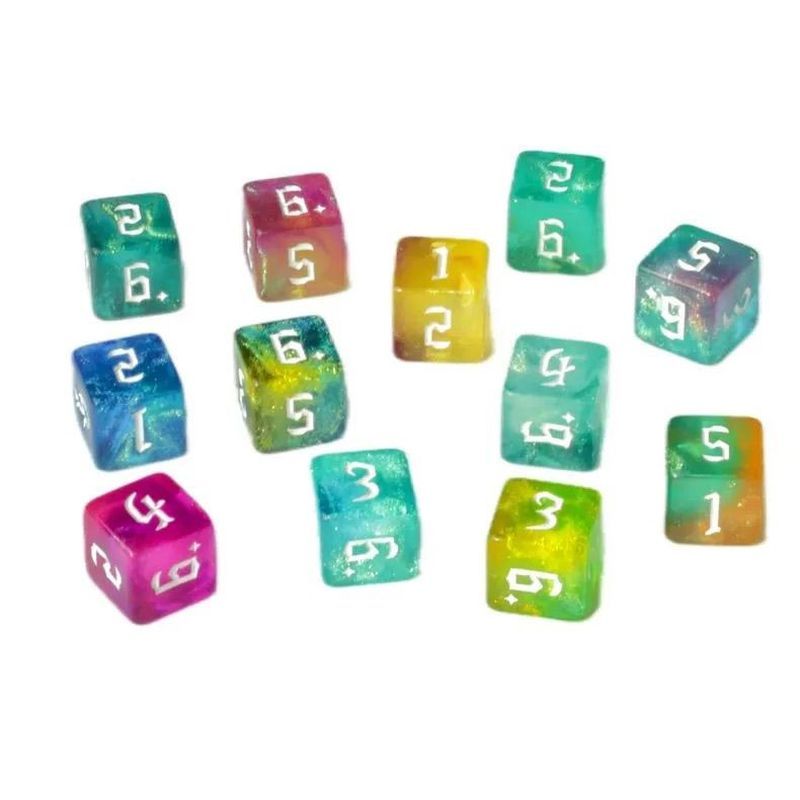 新字体双色变色龙6面骰子 dice桌面游戏道具D6数字色子筛子教具New font dual color chameleon 6-sided 12 sided dice desktop game pr