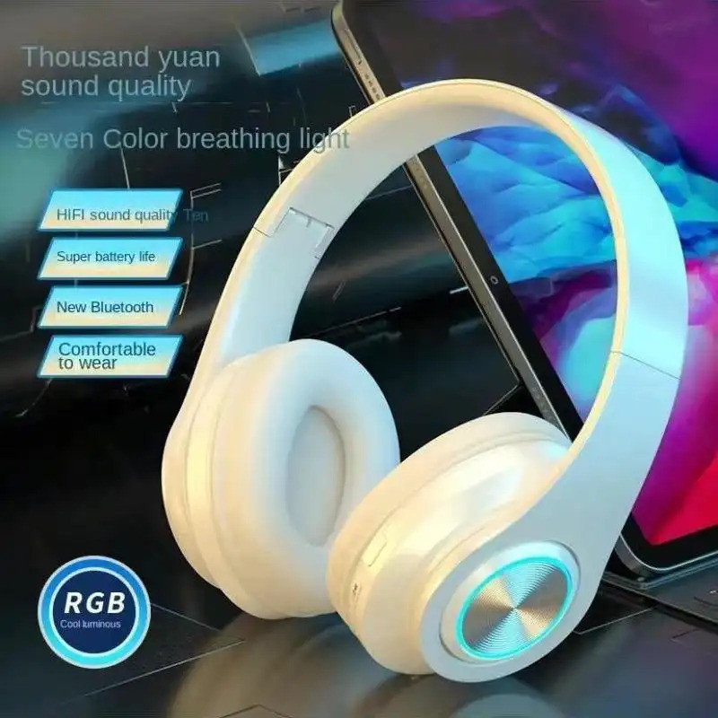 Weeknow B39 หูฟังไร้สายบลูทูธ Creative หูฟังไฟ LED สี Over Ear ชุดหูฟังหูฟังสเตอริโอพร้อมไมโครโฟน MP