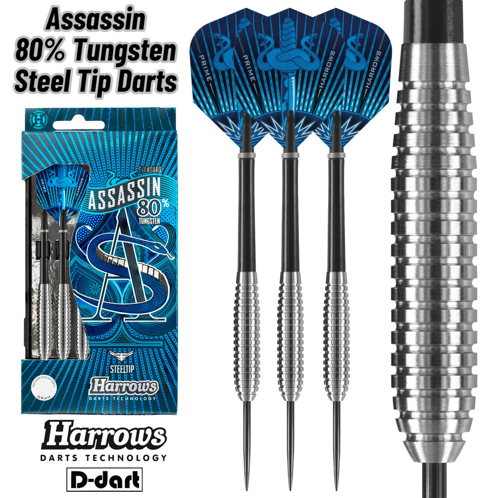 HARROWS STEEL TIP DARTS - 23G ASSSIN 80% TUNGSTEN STEEL TIP DART