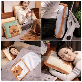 Capybara หมอนตุ๊กตาผ้าห่ม 3 In 1 นุ่มปุยขนาดใหญ่พับได้ของขวัญ Home Travel