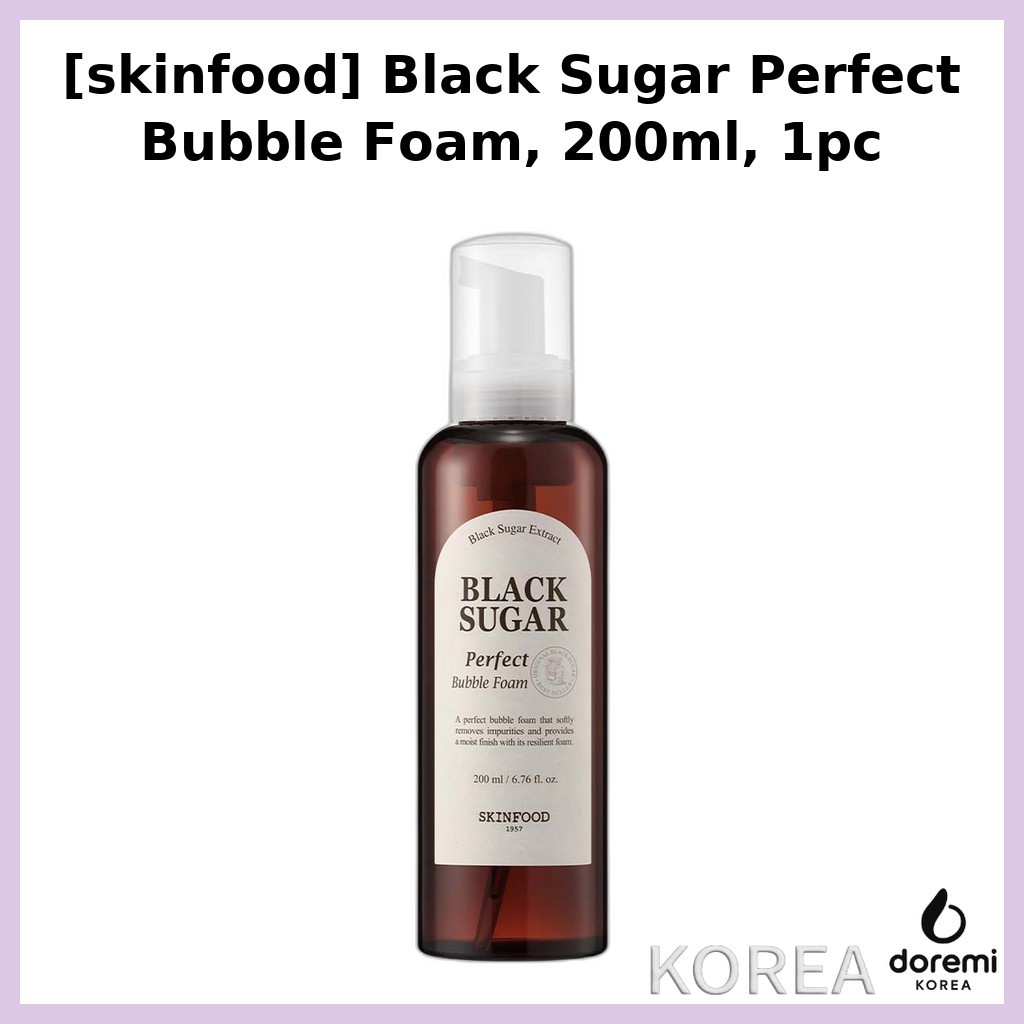 [skinfood] Black Sugar Perfect Bubble Foam, 200ml, 1pc / Korean Bubble Foam / Gentle Cleanser by doremimarket