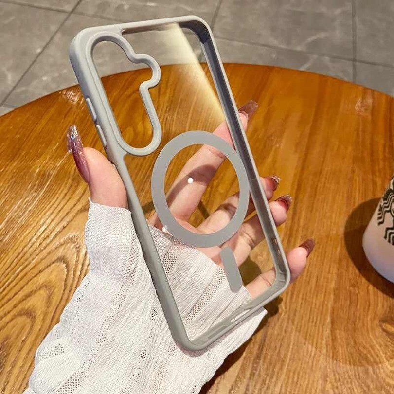 ระบบชาร์จไร้สายแม่เหล็กแบบโปร่งใสสุดหรู เคส For Samsung A37 A57 A56 A55 A07 A17 A16 A06 A26 A17 A15 A25 5G Case