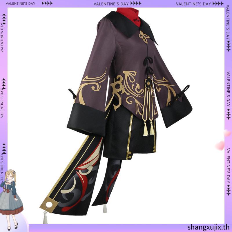 【ในสต็อก】ชุดคอสเพลย์อนิเมะ Game Genshin Impact HuTao Cosplay สไตล์จีน สําหรับผู้หญิง Halloween