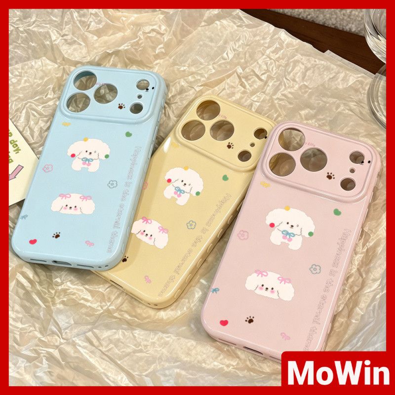 MoWin - เคสโทรศัพท์ รูปหัวใจ เนื้อนุ่มเงา ใช้ได้กับเคส iPhone 11 เคส iPhone 17 Pro Max ลูกสุนัขสไตล์