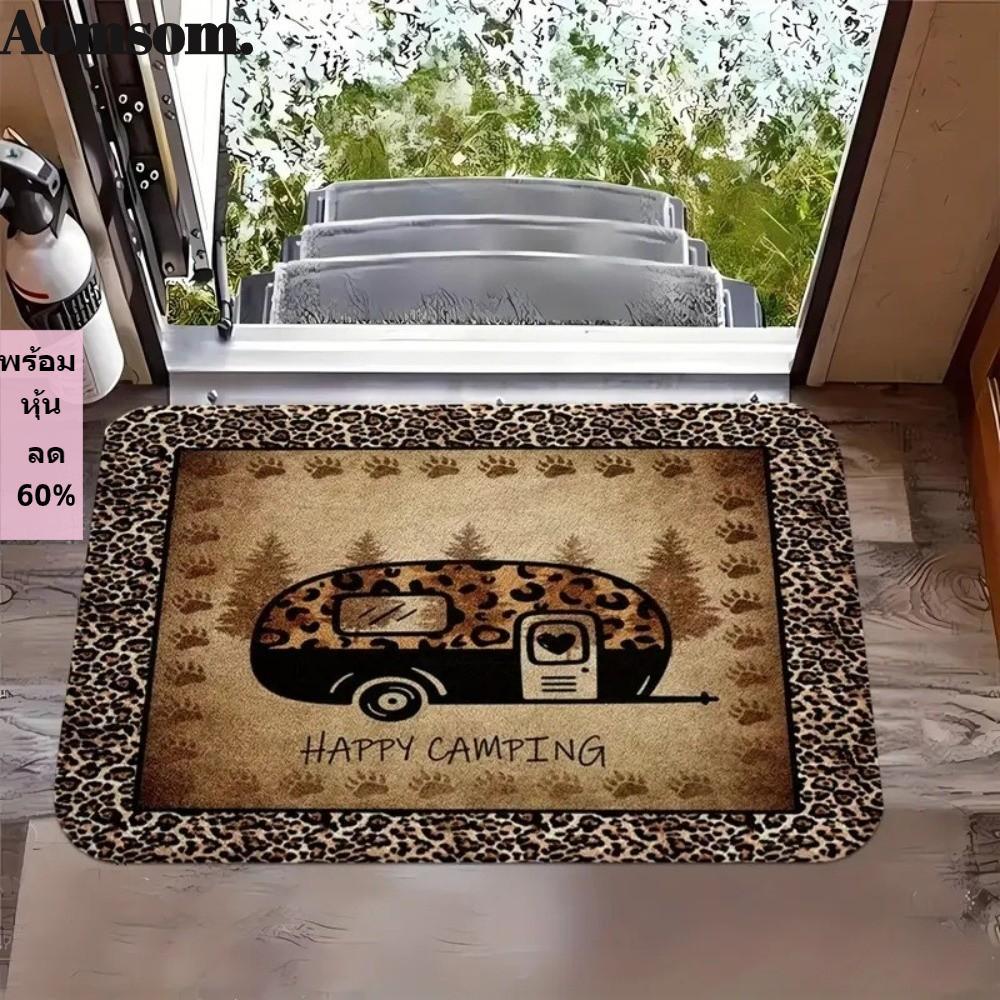 AOMSOM Camping Van Welcome Mat, Non-Slip Washable Door Mat, คุณภาพสูงสี่เหลี่ยมผืนผ้าพรม Outdoor Cam