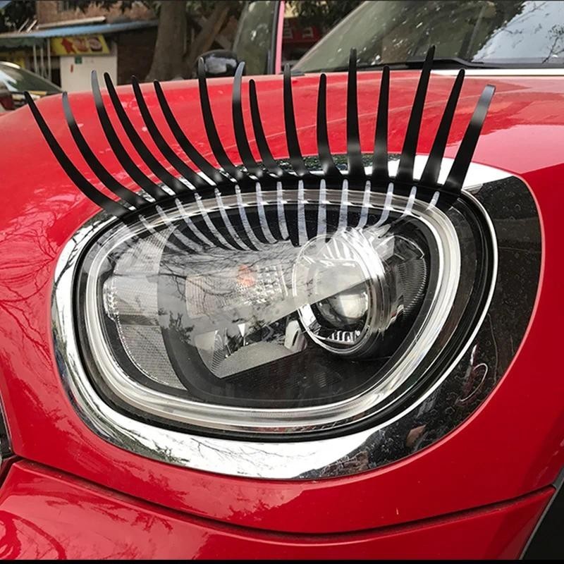 ไฟหน้ารถขนตาสติกเกอร์ตกแต่งสําหรับ Mini Cooper S One JCW R53 R55 R56 R60 R61 F54 Clubman F55 F56 F60