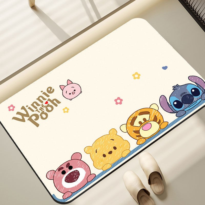 พรมปูพื้นโคลนไดอะตอมลายการ์ตูนห้องน้ําในครัวเรือนกันลื่นที่ทนต่อการสึกหรอดูดซับน้ําแห้งเร็วทําความสะอาดง่าย – โปรปัง