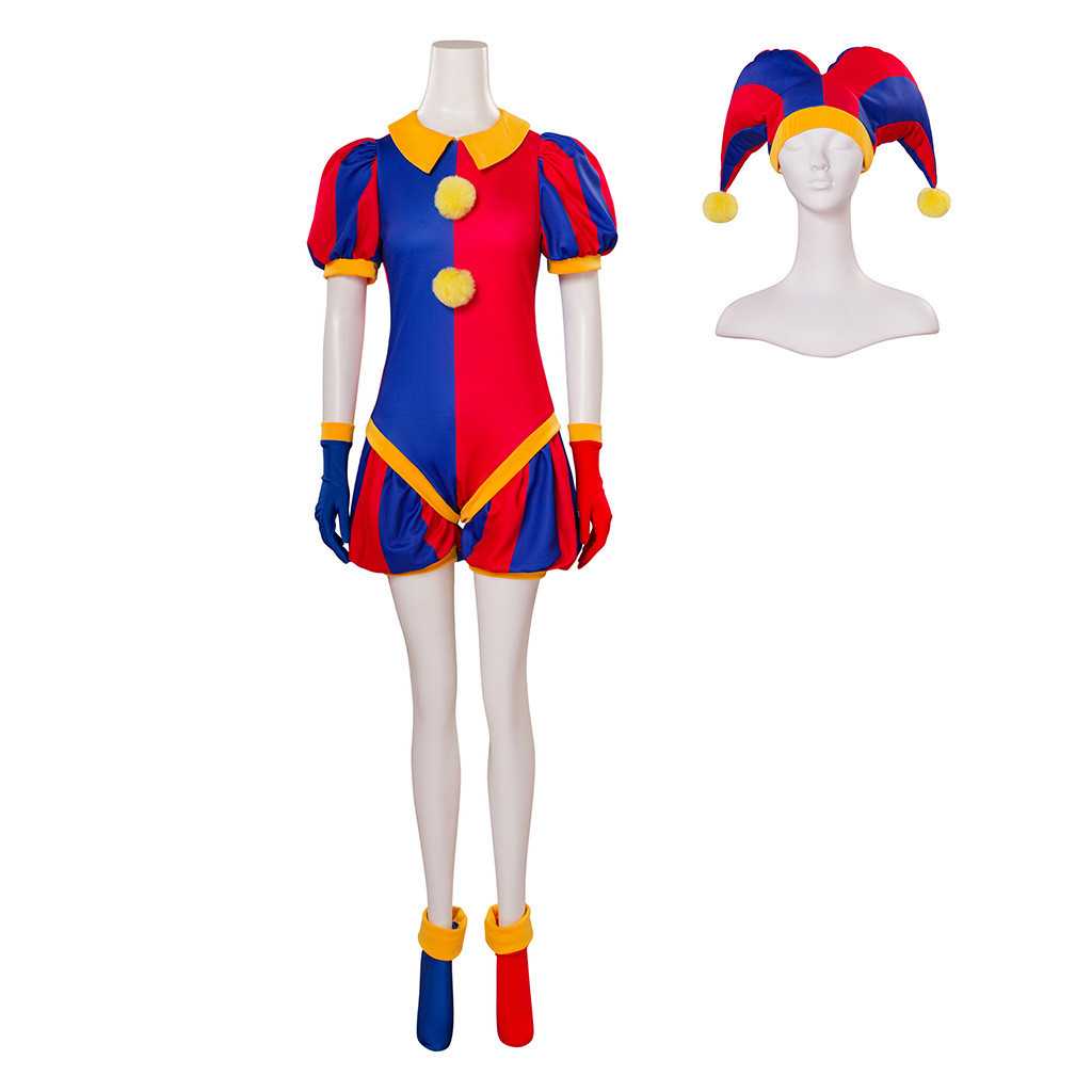 Magical Digital Circus cosplay costume Pomni cosplay jumpsuit Pomni mask Halloween costume