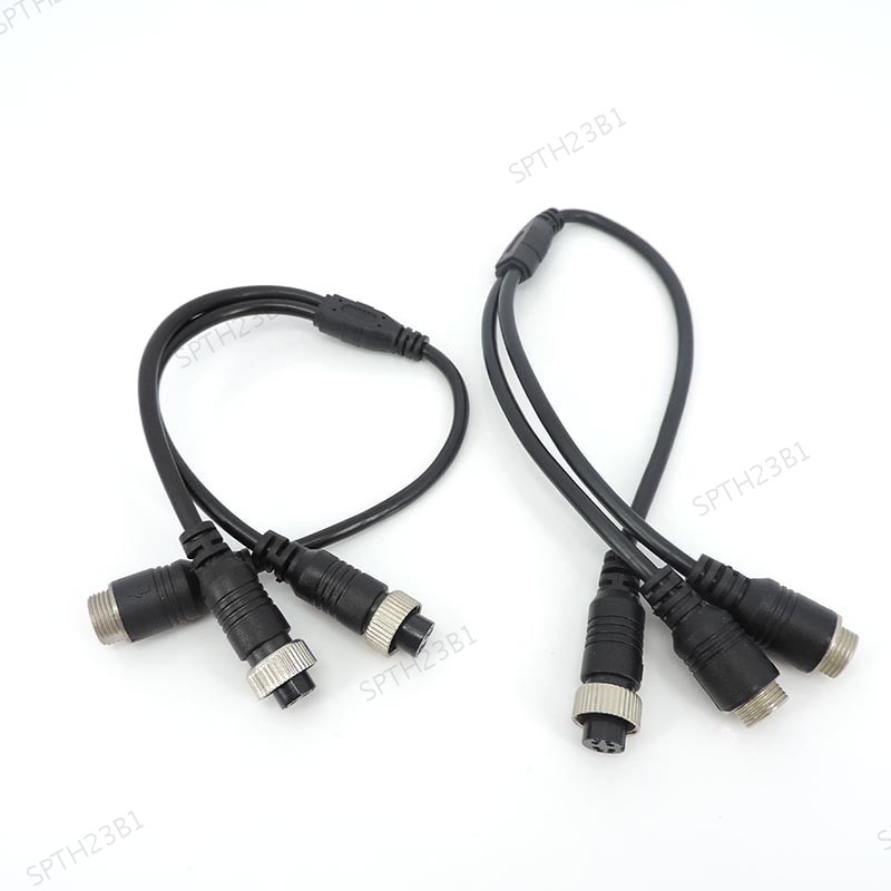 M12 4 Pin core Aviation Head to Aviation Head Male to 2 Female to 2 Male Extension Y Splitter Cable 